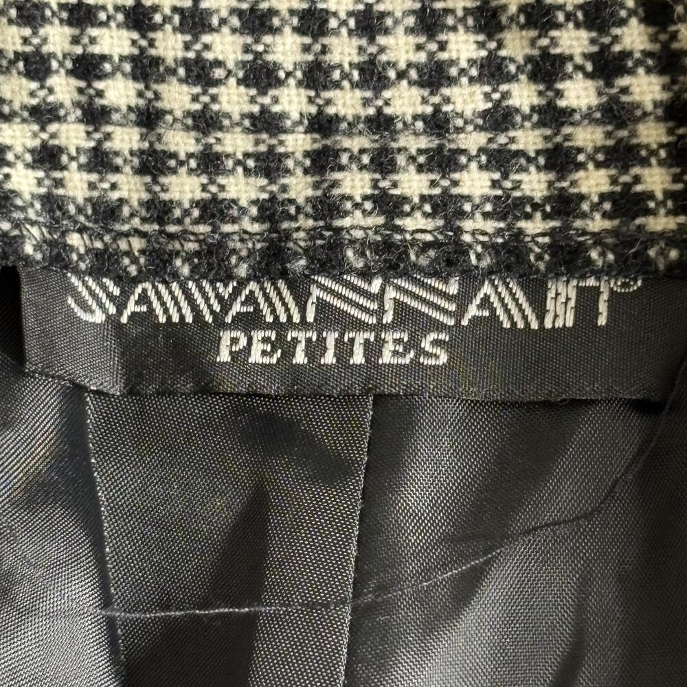 Vintage Savannah Petites Pants Womens Small Houndstooth Pleated Wool Trouser Y2K - Picture 3 of 12